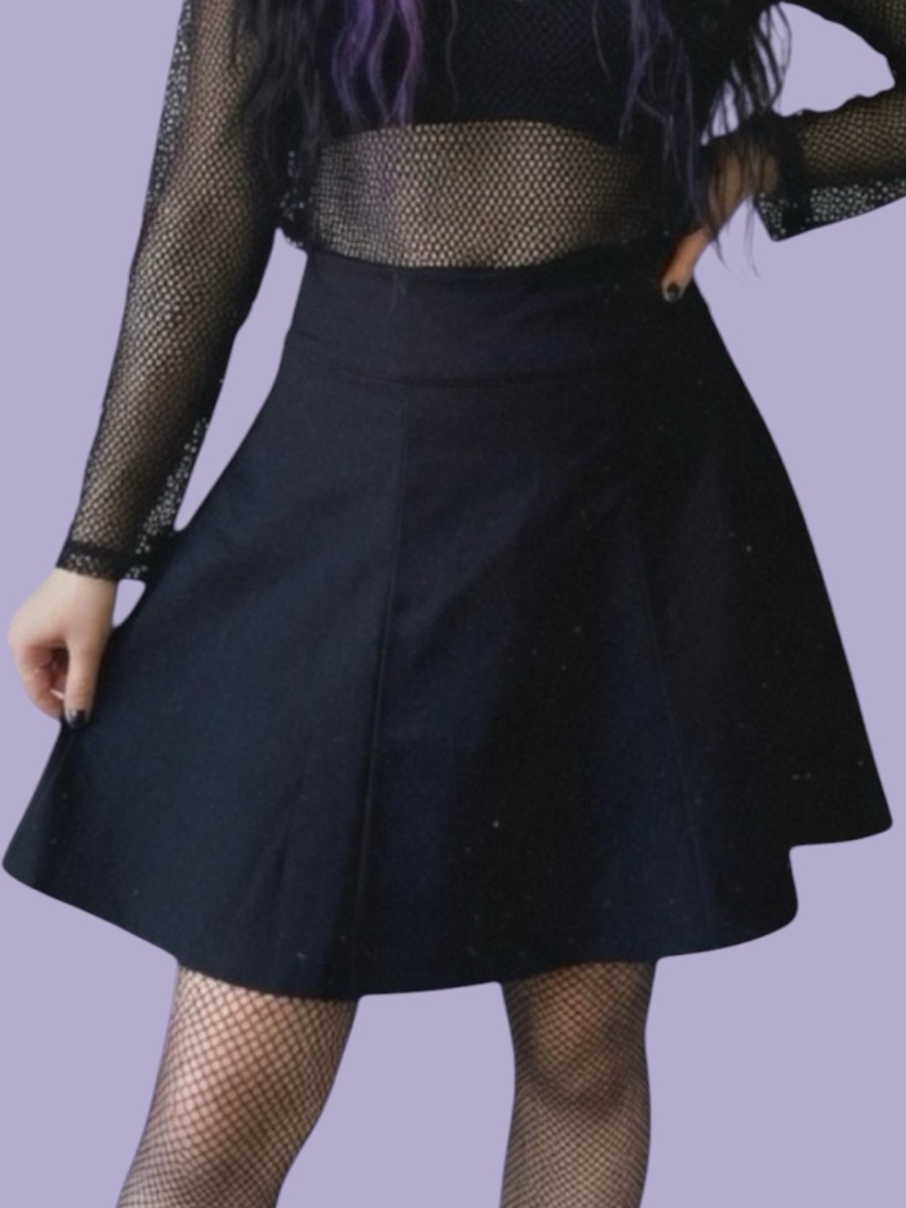 Majora Early 2000s Black A-Line - Classic Flared Skirt